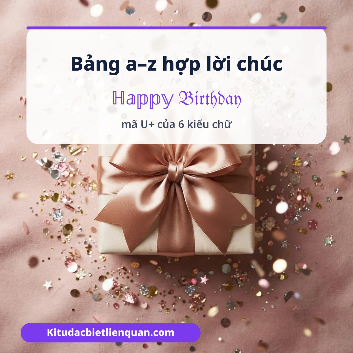 Bảng a–z và mã U+ của 6 kiểu chữ hợp lời chúc sinh nhật