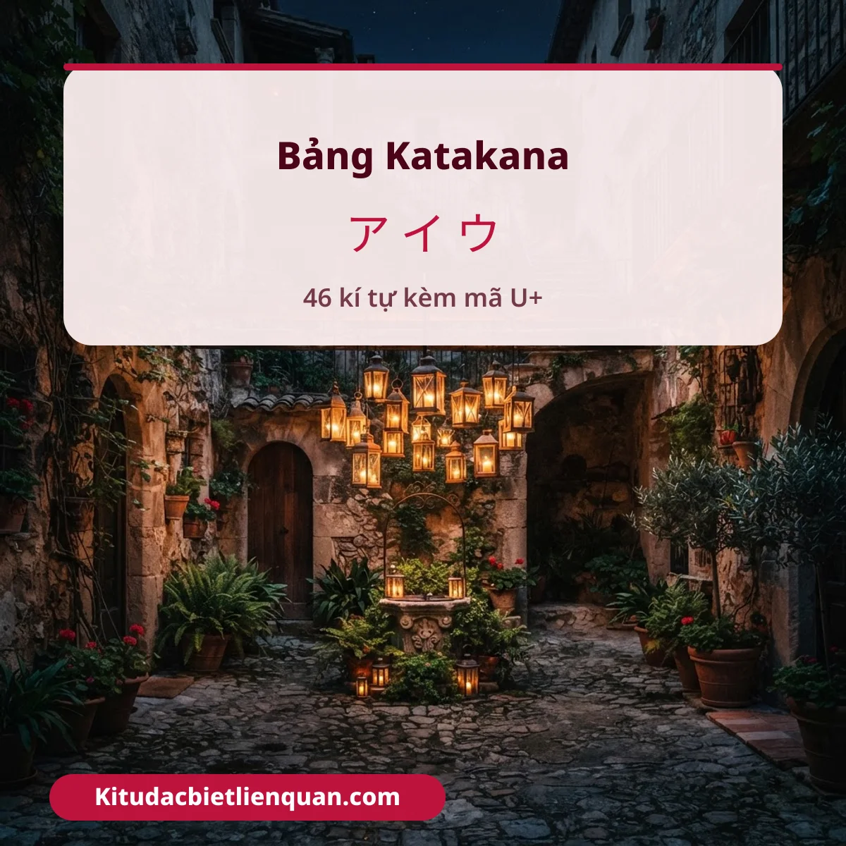 Bảng Katakana kèm cách đọc và mã U+