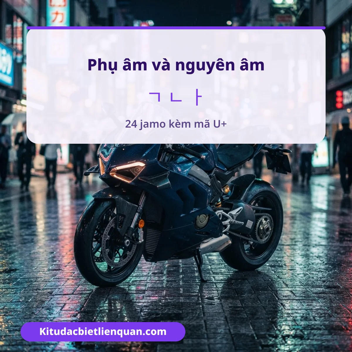 Bảng phụ âm và nguyên âm Hangul kèm mã U+