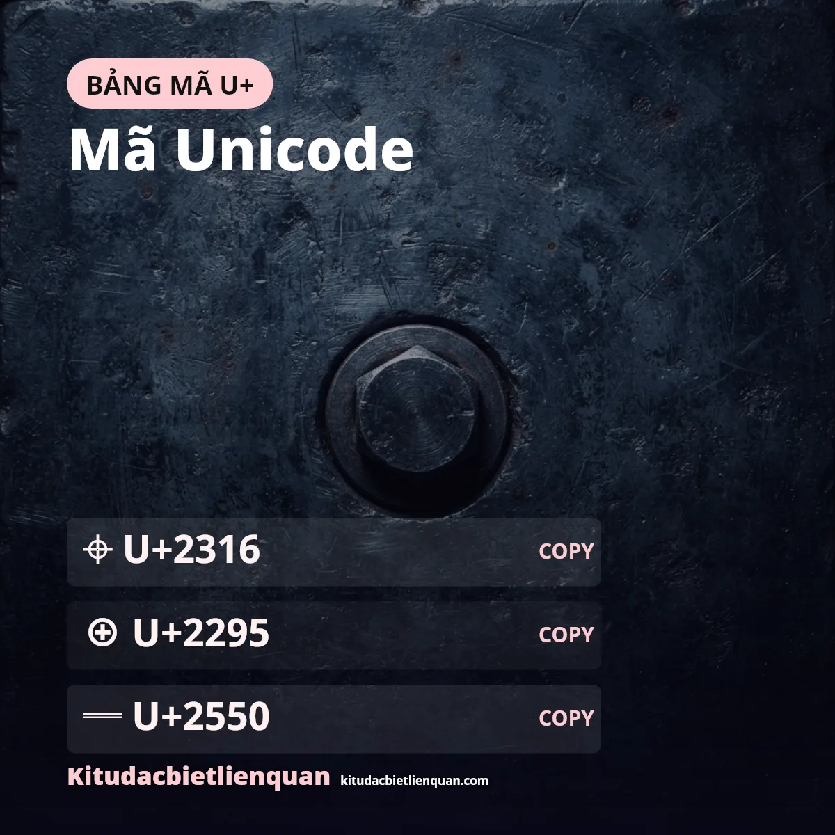 Mã Unicode của các kí tự dùng trong mẫu súng